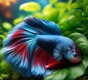 Image of a sleeping betta fish